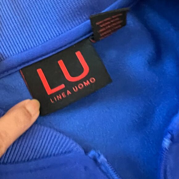 Linea Uomo LU Track Jacket Mens XL Blue 2 Stripes Dazzle Full Zip Run Activewear - Picture 9 of 12